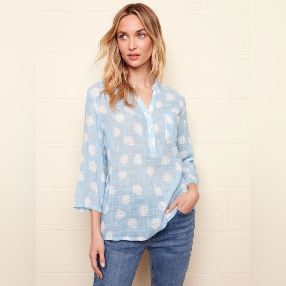Charlie B Blue Polka Dot Tunic Top